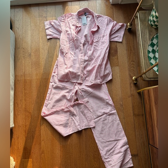H&M Pants - Brand New (NWT) H&M Linen Striped Set - pink & white